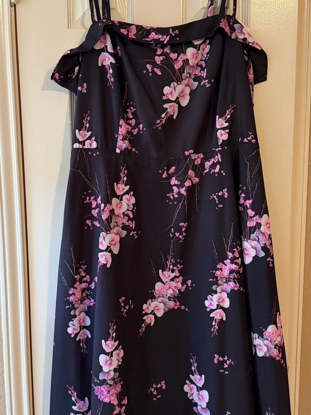 City Chic M/18 Black Dress with Pink Floral Print